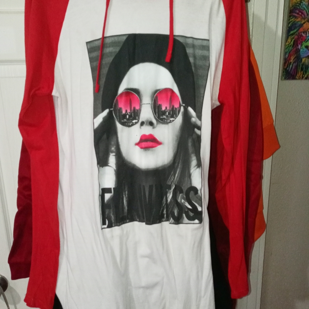 Baseball hooded shirt "flawless" on front